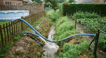 Il installe en septembre le tuyau de vidange de sa piscine dans le fossé qui longe son jardin, 3 semaines plus tard une tranchée va devoir être creusée