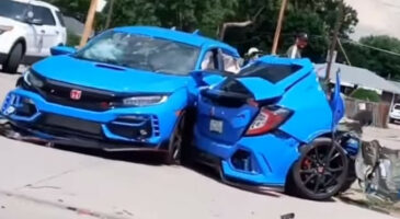 Le choc coupe la Honda Civic Type R en deux