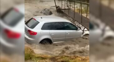 Il tente de traverser une rivière avec son Audi A3 !
