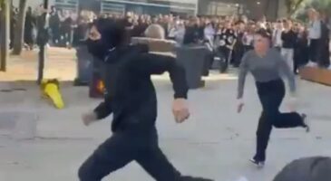 “C’est sa mère !” : la vidéo de ce lycéen en train de mettre le feu à une poubelle pendant le blocus qui se fait courser par une femme fait le buzz